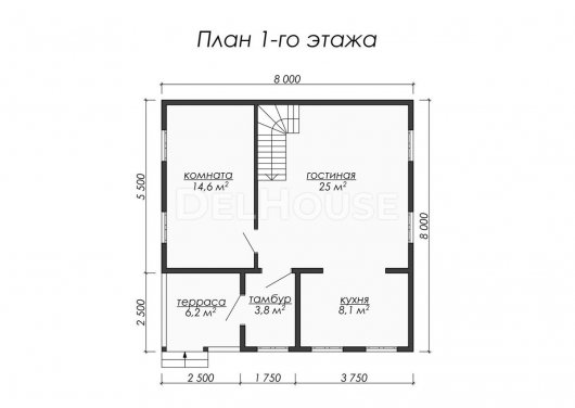 Проект ДБ048 - планировка 1 этажа