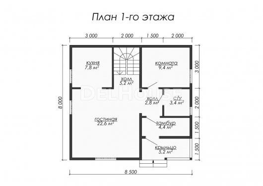 Проект ДБ051 - планировка 1 этажа
