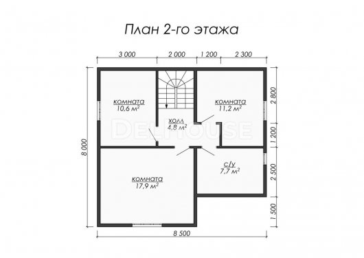 Проект ДБ051 - планировка 2 этажа