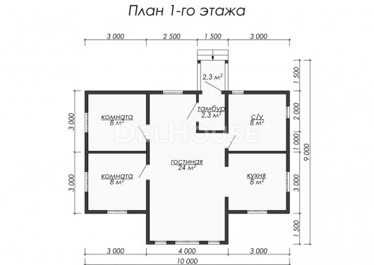 Проект ДБ052 - планировка 1 этажа