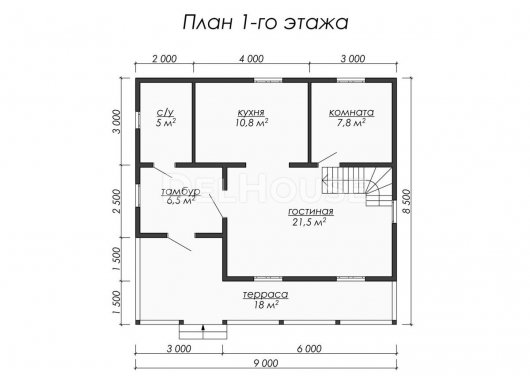 Проект ДБ053 - планировка 1 этажа