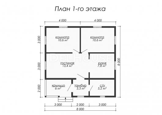 Проект ДБ055 - планировка 1 этажа