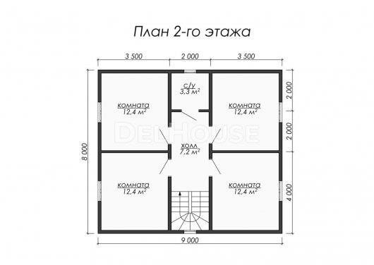 Проект ДБ057 - планировка 2 этажа