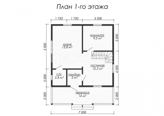 Проект ДБ060 - планировка 1 этажа