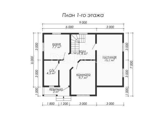 Проект ДБ062 - планировка 1 этажа