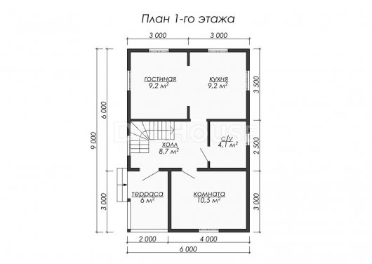 Проект ДБ063 - планировка 1 этажа