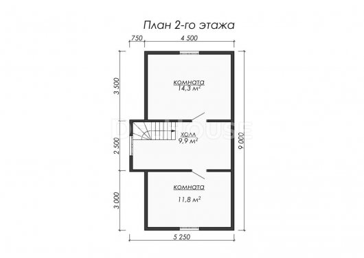 Проект ДБ063 - планировка 2 этажа