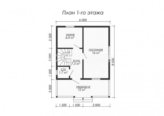 Проект ДБ064 - планировка 1 этажа