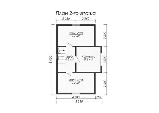Проект ДБ064 - планировка 2 этажа