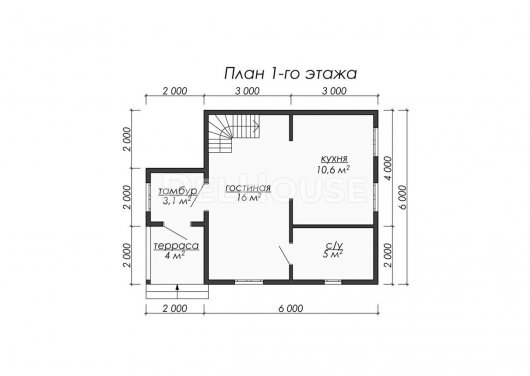 Проект ДБ065 - планировка 1 этажа