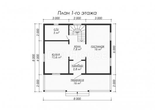 Проект ДБ066 - планировка 1 этажа