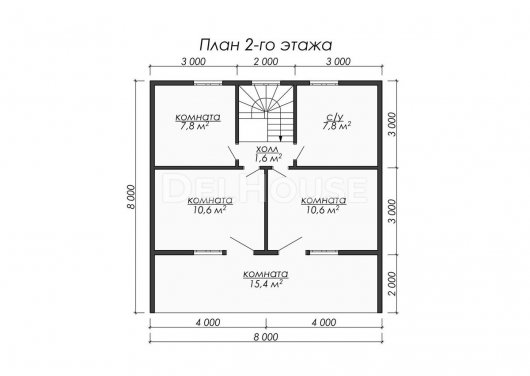 Проект ДБ066 - планировка 2 этажа