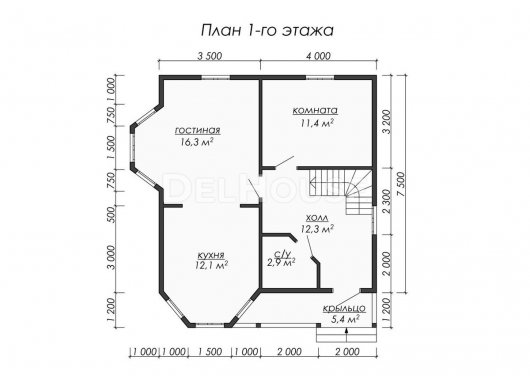 Проект ДБ072 - планировка 1 этажа