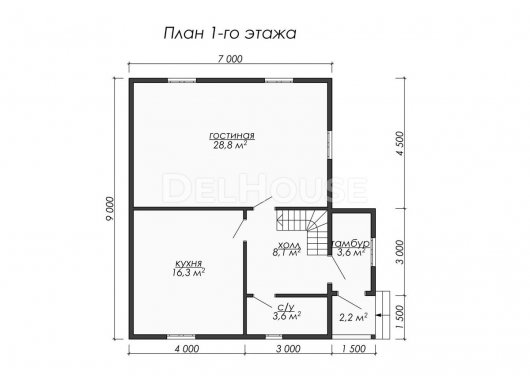 Проект ДБ074 - планировка 1 этажа