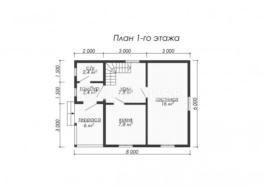 Проект ДБ075 - планировка 1 этажа