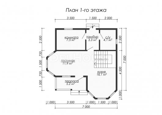 Проект ДБ076 - планировка 1 этажа