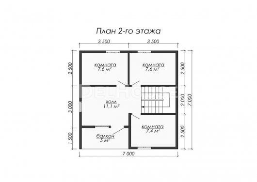 Проект ДБ076 - планировка 2 этажа