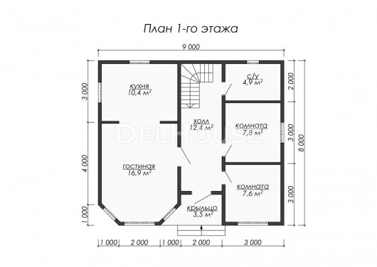 Проект ДБ077 - планировка 1 этажа