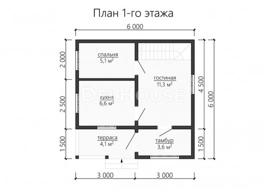 Проект ДБ107 - планировка 1 этажа