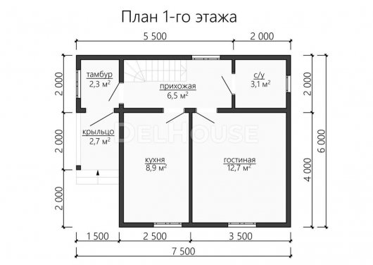 Проект ДБ122 - планировка 1 этажа