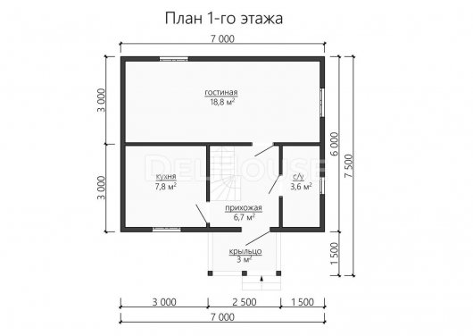 Проект ДБ123 - планировка 1 этажа
