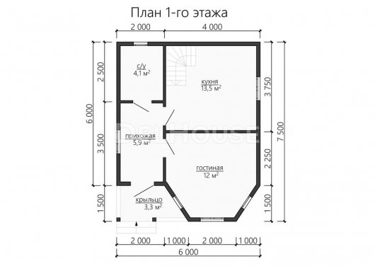 Проект ДБ130 - планировка 1 этажа