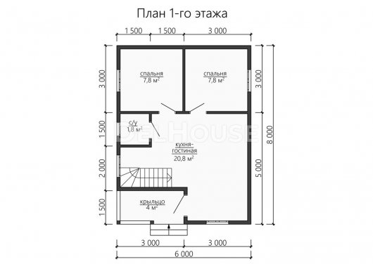 Проект ДБ131 - планировка 1 этажа