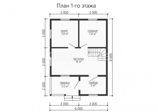 Проект ДБ132 - планировка 1 этажа