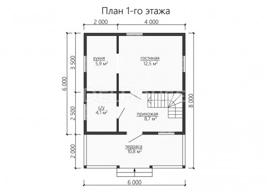Проект ДБ138 - планировка 1 этажа