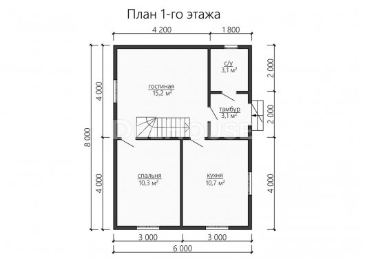 Проект ДБ140 - планировка 1 этажа