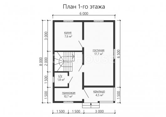 Проект ДБ142 - планировка 1 этажа