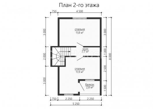 Проект ДБ142 - планировка 2 этажа