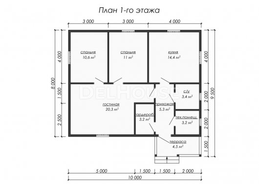 Проект ДБ143 - планировка 1 этажа