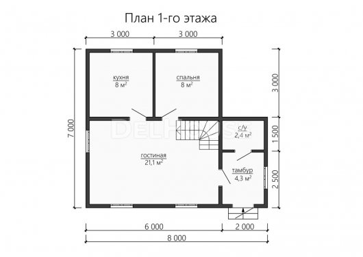 Проект ДБ145 - планировка 1 этажа