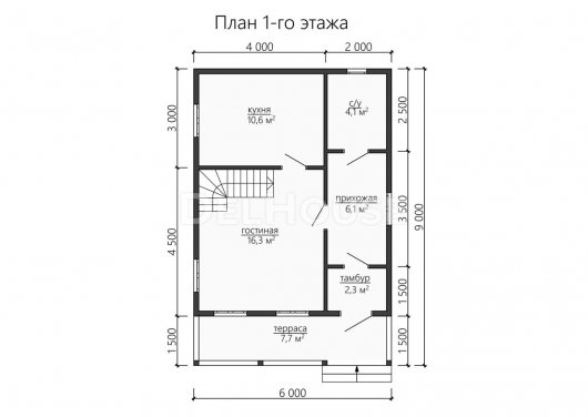 Проект ДБ147 - планировка 1 этажа