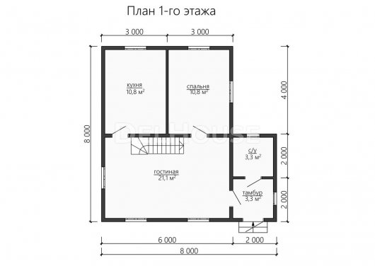 Проект ДБ149 - планировка 1 этажа
