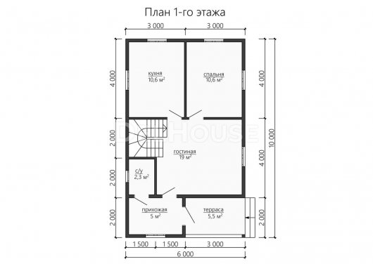 Проект ДБ150 - планировка 1 этажа