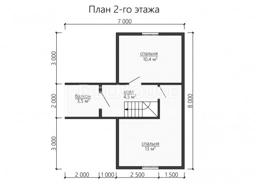 Проект ДБ151 - планировка 2 этажа