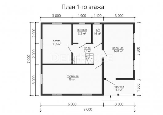 Проект ДБ152 - планировка 1 этажа