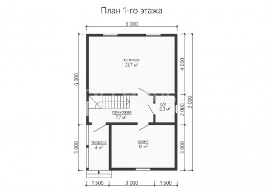 Проект ДБ153 - планировка 1 этажа