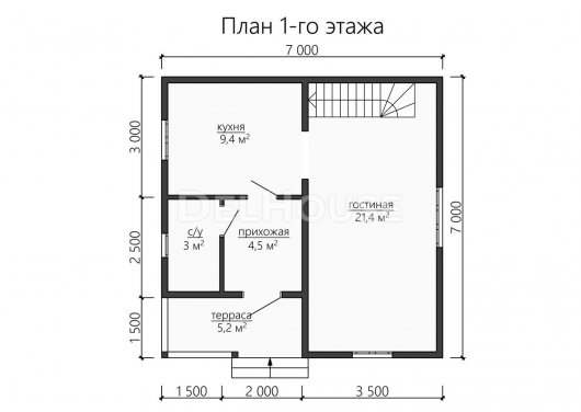 Проект ДБ159 - планировка 1 этажа