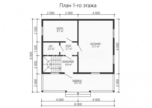 Проект ДБ160 - планировка 1 этажа