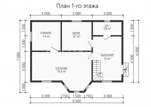 Проект ДБ162 - планировка 1 этажа