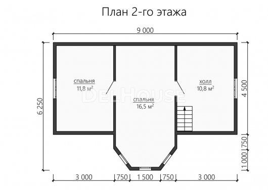 Проект ДБ162 - планировка 2 этажа