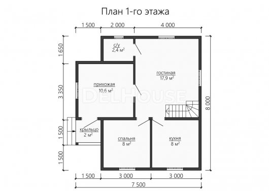 Проект ДБ163 - планировка 1 этажа