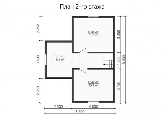 Проект ДБ163 - планировка 2 этажа
