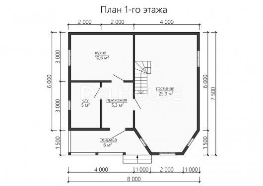 Проект ДБ164 - планировка 1 этажа