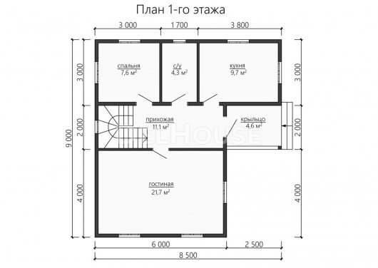 Проект ДБ165 - планировка 1 этажа