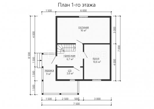 Проект ДБ167 - планировка 1 этажа