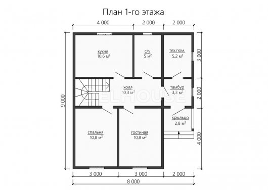 Проект ДБ168 - планировка 1 этажа